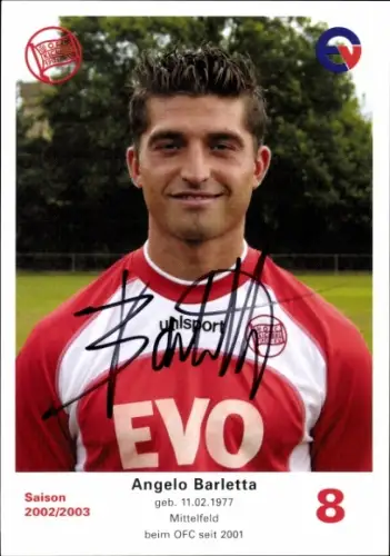 Autogrammkarte Fußballer Angelo Barletta, Kickers Offenbach, Autogramm