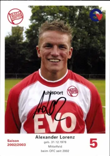 Autogrammkarte Fußballer Alexander Lorenz, Kickers Offenbach, Autogramm
