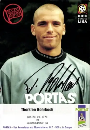 Autogrammkarte Fußballer Thorsten Rohrbach, Kickers Offenbach, Autogramm