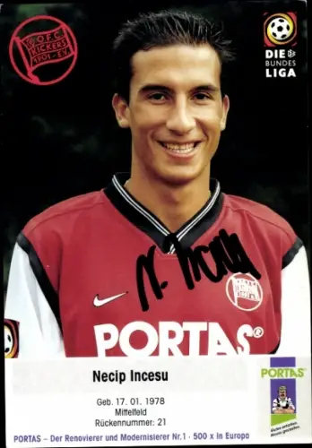 Autogrammkarte Fußballer Necip Incesu, Kickers Offenbach, Autogramm