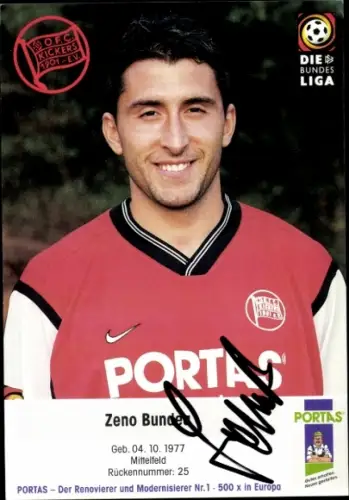 Autogrammkarte Fußballer Zeno Bundea, Kickers Offenbach, Autogramm