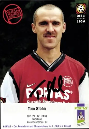 Autogrammkarte Fußballer Tom Stohn, Kickers Offenbach, Autogramm