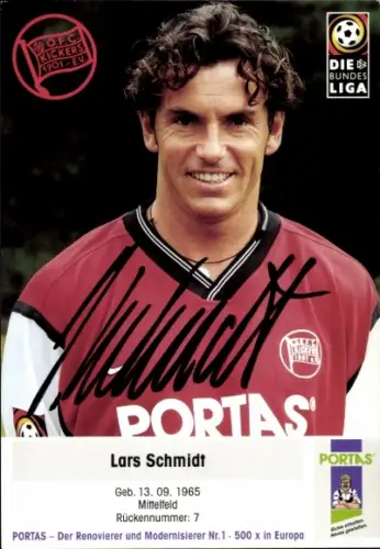 Autogrammkarte Fußballer Lars Schmidt, Kickers Offenbach, Autogramm