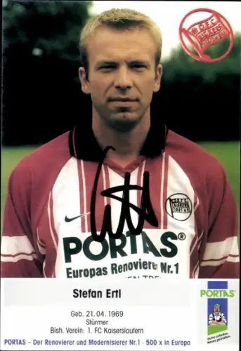 Autogrammkarte Fußballer Stefan Ertl, Kickers Offenbach, Autogramm