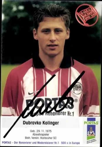 Autogrammkarte Fußballer Dubravko Kolinger, Kickers Offenbach, Autogramm