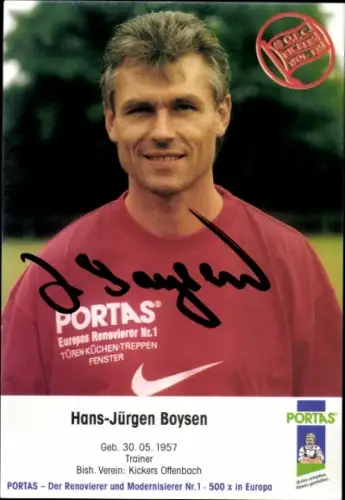 Autogrammkarte Trainer Hans Jürgen Boysen, Kickers Offenbach, Autogramm