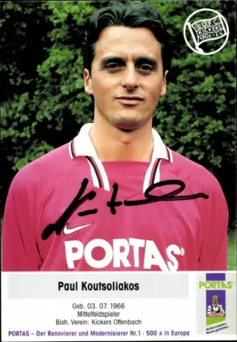 Autogrammkarte Fußballer Paul Koutsoliakos, Kickers Offenbach, Autogramm