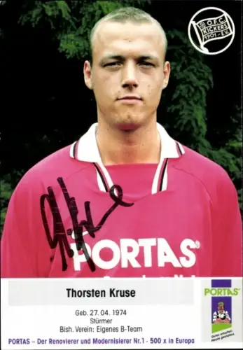 Autogrammkarte Fußballer Thorsten Kruse, Kickers Offenbach, Autogramm