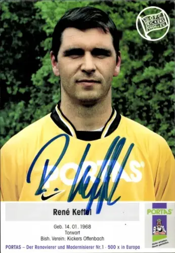 Autogrammkarte Fußballer René Keffel, Kickers Offenbach, Autogramm