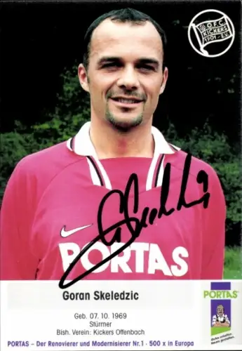 Autogrammkarte Fußballer Goran Skeledzic, Kickers Offenbach, Autogramm
