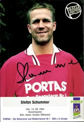 Autogrammkarte Fußballer Stefan Schummer, Kickers Offenbach, Autogramm
