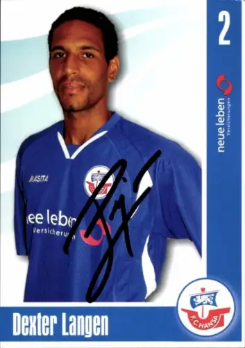 Autogrammkarte Fußballer Dexter Langen, FC Hansa Rostock, Autogramm