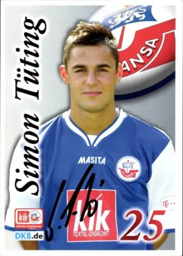 Autogrammkarte Fußballer Simon Tüting, FC Hansa Rostock, Autogramm