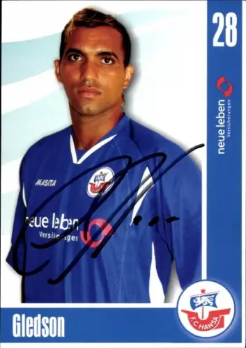 Autogrammkarte Fußballer Gledson Da Silva Menezes, FC Hansa Rostock, Autogramm