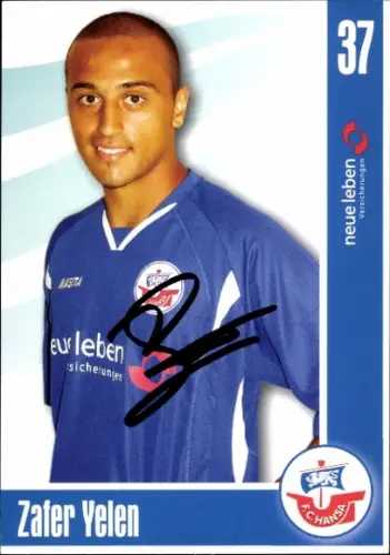 Autogrammkarte Fußballer Zafer Yelen, FC Hansa Rostock, Autogramm