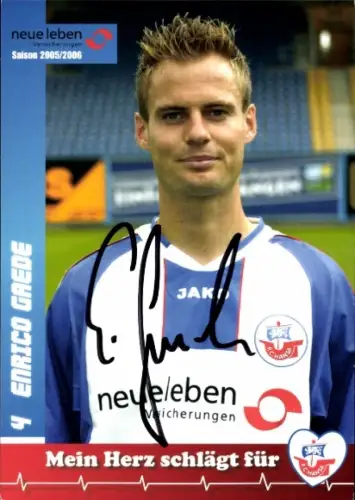 Autogrammkarte Fußballer Enrico Gaede, FC Hansa Rostock, Autogramm