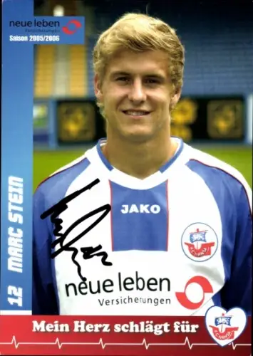 Autogrammkarte Fußballer Marc Stein, FC Hansa Rostock, Autogramm