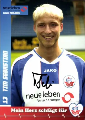 Autogrammkarte Fußballer Tim Sebastian, FC Hansa Rostock, Autogramm