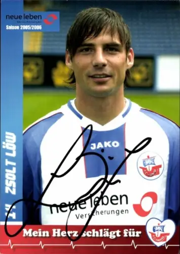 Autogrammkarte Fußballer Zsolt Löw, FC Hansa Rostock, Autogramm