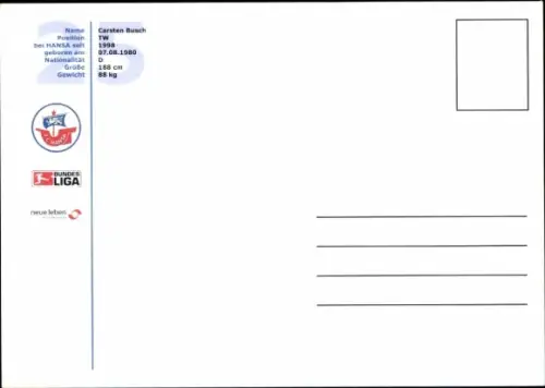 Autogrammkarte Fußballer Carsten Busch, FC Hansa Rostock, Autogramm