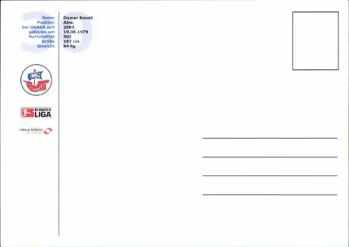 Autogrammkarte Fußballer Oumar Kondé, FC Hansa Rostock, Autogramm