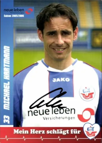 Autogrammkarte Fußballer Michael Hartmann, FC Hansa Rostock, Autogramm