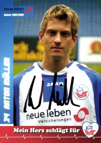 Autogrammkarte Fußballer Anton Müller, FC Hansa Rostock, Autogramm