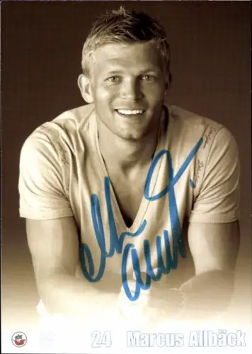 Autogrammkarte Fußballer Marcus Allbäck, FC Hansa Rostock, Autogramm
