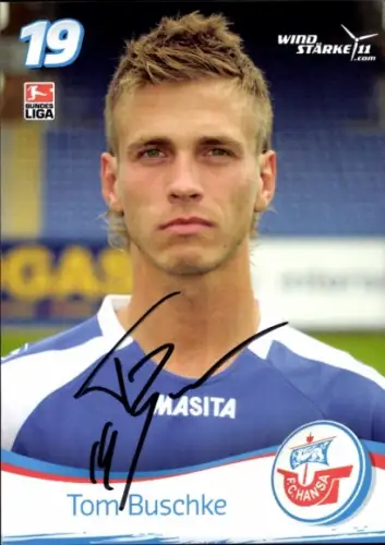 Autogrammkarte Fußballer Tom Buschke, FC Hansa Rostock, Autogramm