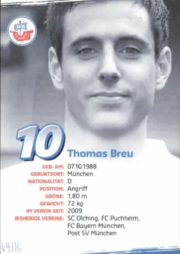 Autogrammkarte Fußballer Thomas Breu, FC Hansa Rostock, Autogramm