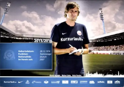 Autogrammkarte Teammanager René Chaberny, FC Hansa Rostock, Autogramm