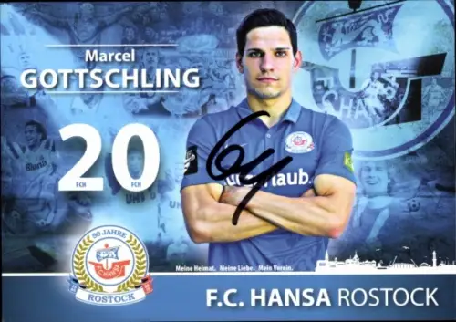 Autogrammkarte Fußballer Marcel Gottschling, FC Hansa Rostock, Autogramm