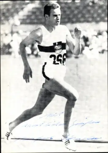 Autogrammkarte Leichtathlet Manfred Kinder, Portrait, Autogramm