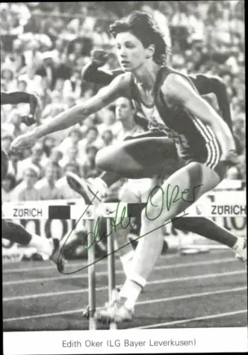 Ak Leichtathletin Edith Oker, LG Bayer Leverkusen, Autogramm