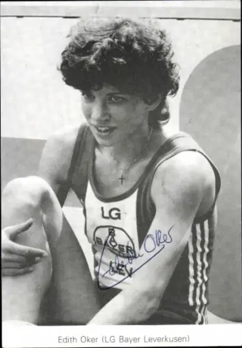 Ak Leichtathletin Edith Oker, LG Bayer Leverkusen, Autogramm