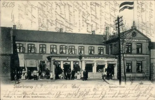 Ak Süderbrarup in Angeln, Bahnhof Hotel