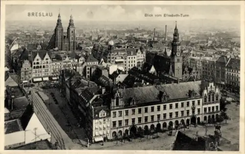 Ak Wrocław Breslau Schlesien, Blick vom Elisabeth-Turm, Stadtansicht