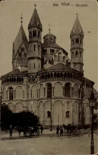 Ak Cöln Köln am Rhein, Kölner Aposteln,  Architektur, Pferdewagen, Menschen