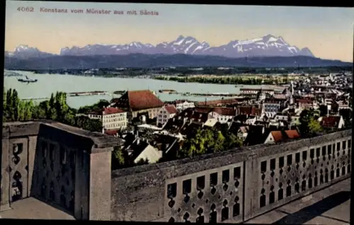 Ak Konstanz am Bodensee, Blick auf  Säntis im Hintergrund, Stadtansicht, 