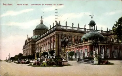 Ak Potsdam Sanssouci, Neues Palais, Sommersitz des Kaisers, Gartenanlagen,  Architektur