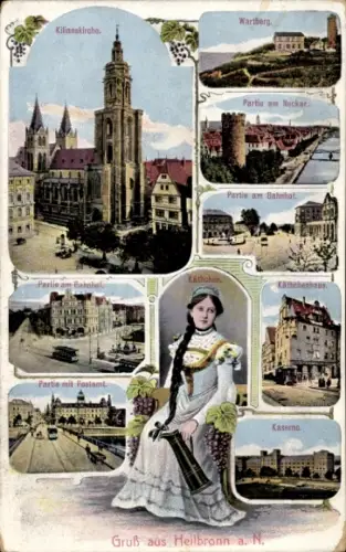 Ak Heilbronn am Neckar, Kilianskirche, Wartberg, Bahnhof, Post