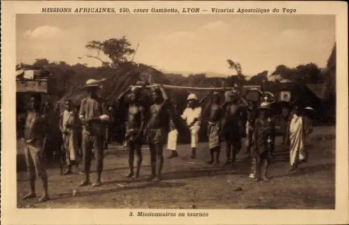 Ak Togo Westafrika,  Apostolisches Vikariat Togo, Missionare auf Tour