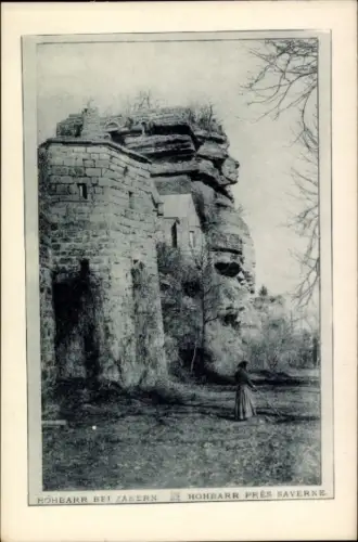 Ak Saverne Zabern Elsass Bas Rhin, Château du Haut-Barr, Burg Hohbarr, Höhenzug, Felsen, Frau in 