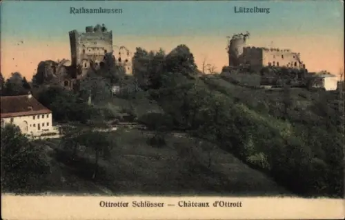 Ak Lutzelbourg Lützelburg Lothringen Moselle,  Ottrotter Schlösser, Ruinen