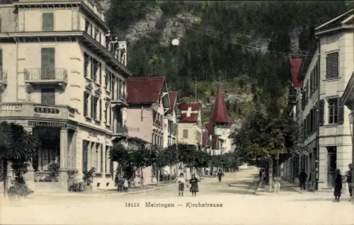 Ak Meiringen Kanton Bern, Kirchstraße, Hotel Krone