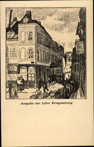 Künstler Ak Arnold, Karl, Lille Flandern Antwerpen, Liller Kriegszeitung, Straßenpartie