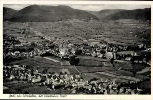 Ak Edenkoben an der Haardt Pfalz, Landschaftsaufnahme, Weinberge, Kirche, Hügellandschaft,  Szene