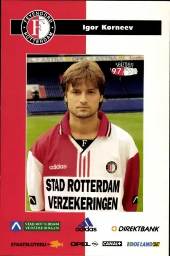 Autogrammkarte Fußballer Igor Korneev, Feyenoord Rotterdam, Autogramm