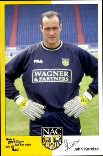 Autogrammkarte Fußballer John Karelse, NAC