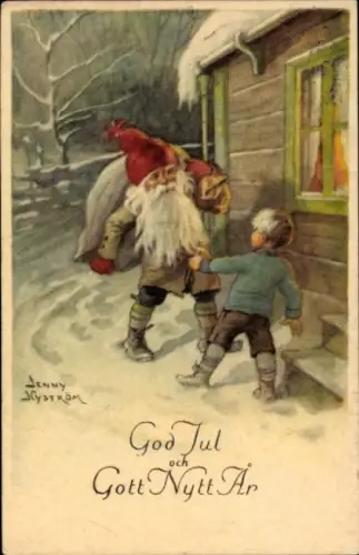 Künstler Ak Nyström, Jenny, Frohe Weihnachten, Fröhliches Neujahr, Zwerg, Kind